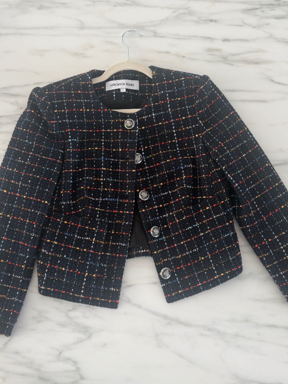 Veronica Beard Nathan Navy Multicolor Tweed Jacket Blazer Size 4